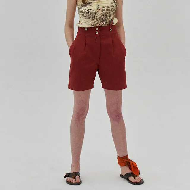 Workwear shorts in brick red drill canvas